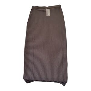 PrettyLittleThing Brown Ribbed High Waist Midi Skirt – Size 4